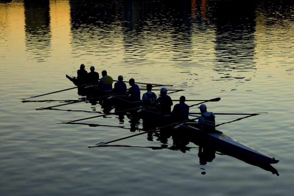 men rowing boat